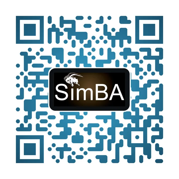 QR code linking to the SimBA published studies page
